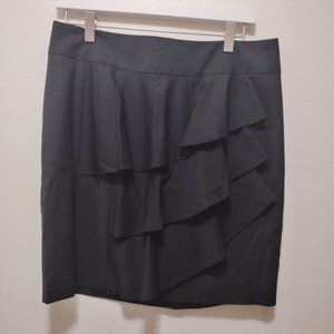 Trina Turk Black Ruffle Pencil Skirt 8